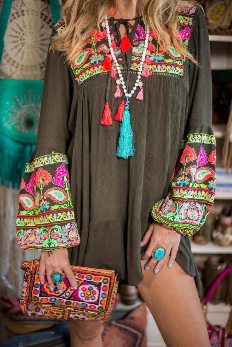 embroidered boho dress