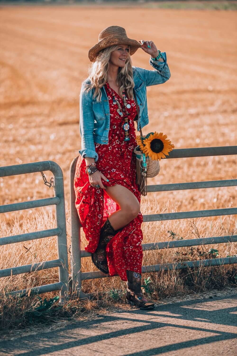 bohemian red dress 