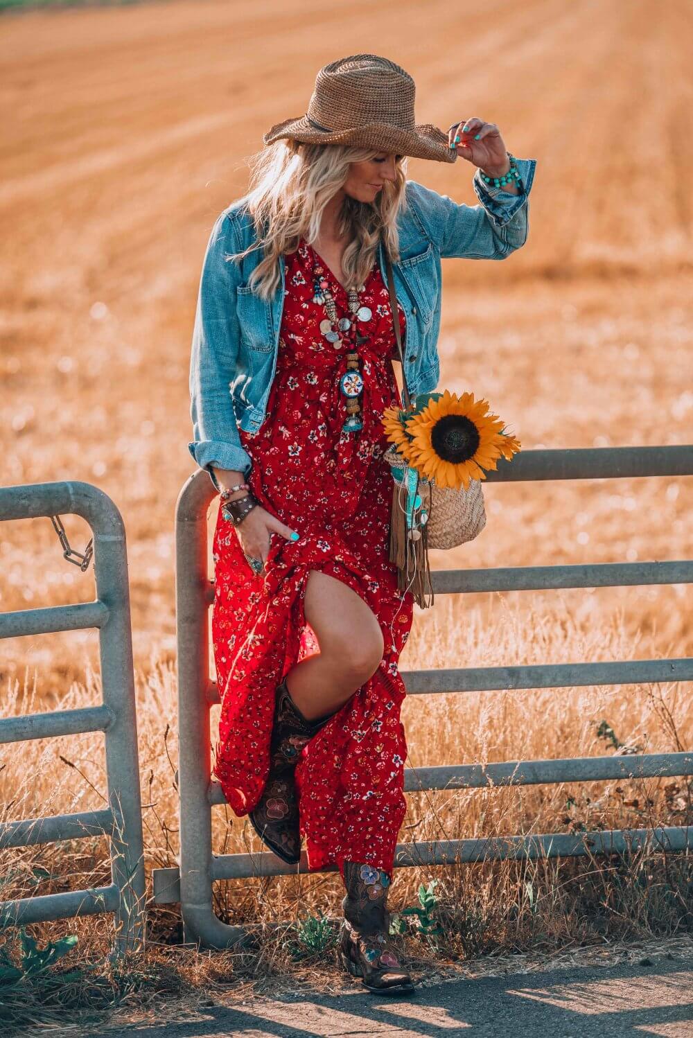 bohemian red dress 