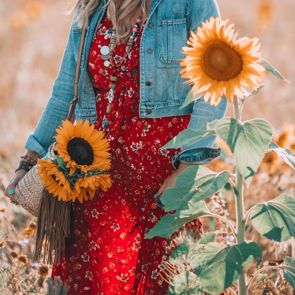 bohemian red dress 