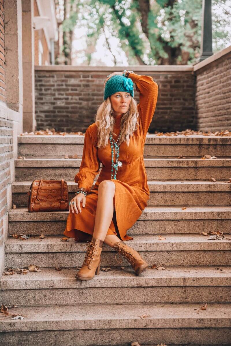 orange boho dress