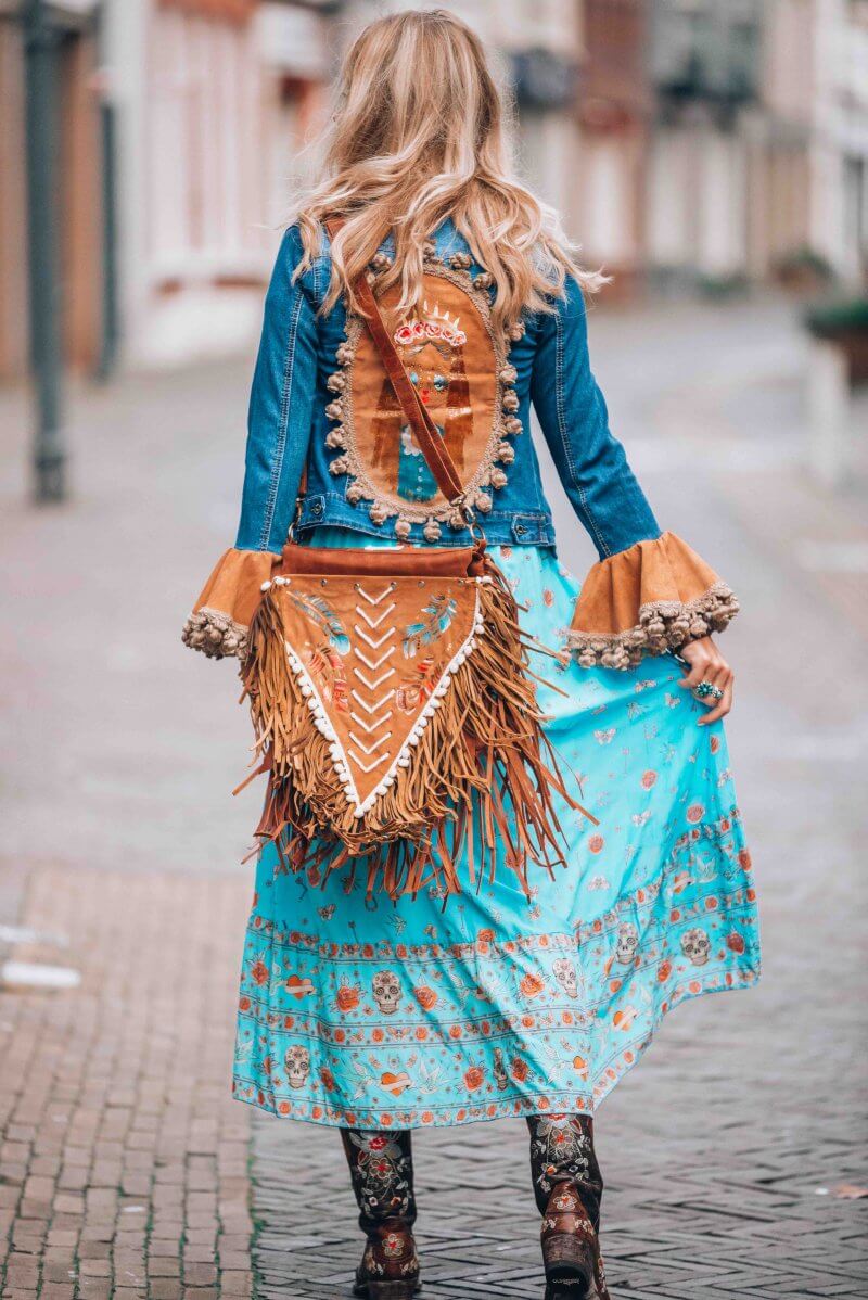 Big Turquoise Fringe Purse