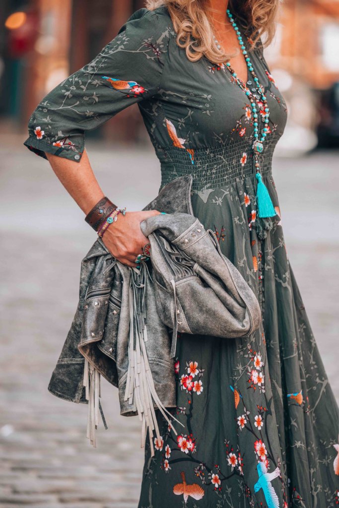 boho green maxi dress