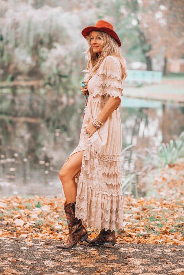 white boho maxi dress