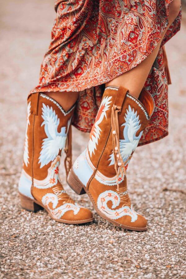 Some fabulous cowboy boots and a vintage maxi dress