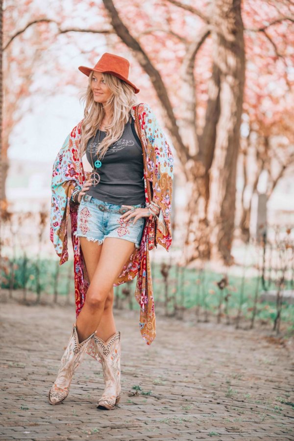 boho dress with cowboy boots