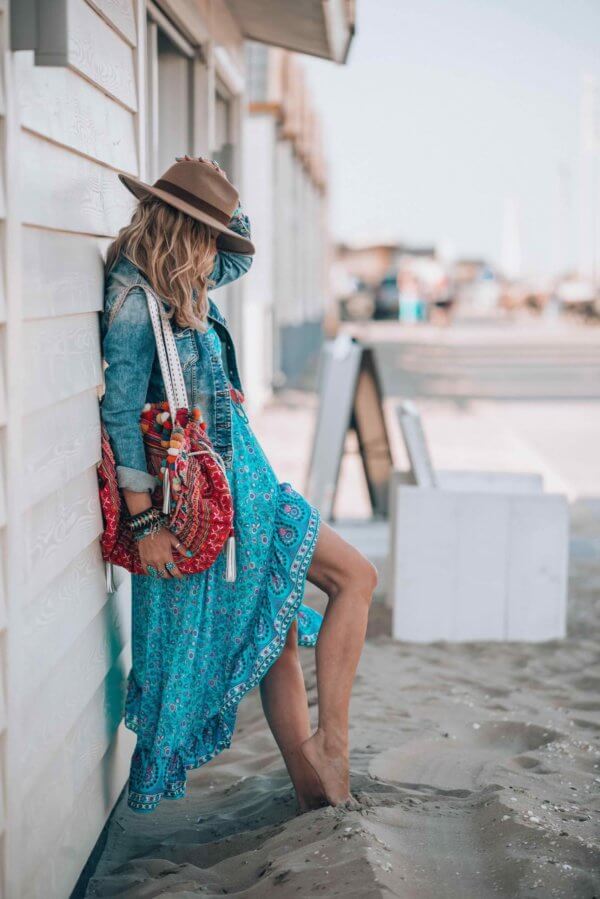 turquoise bohemian maxi dress 