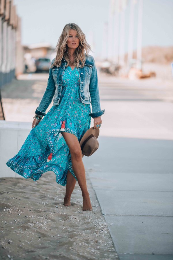 turquoise bohemian maxi dress 