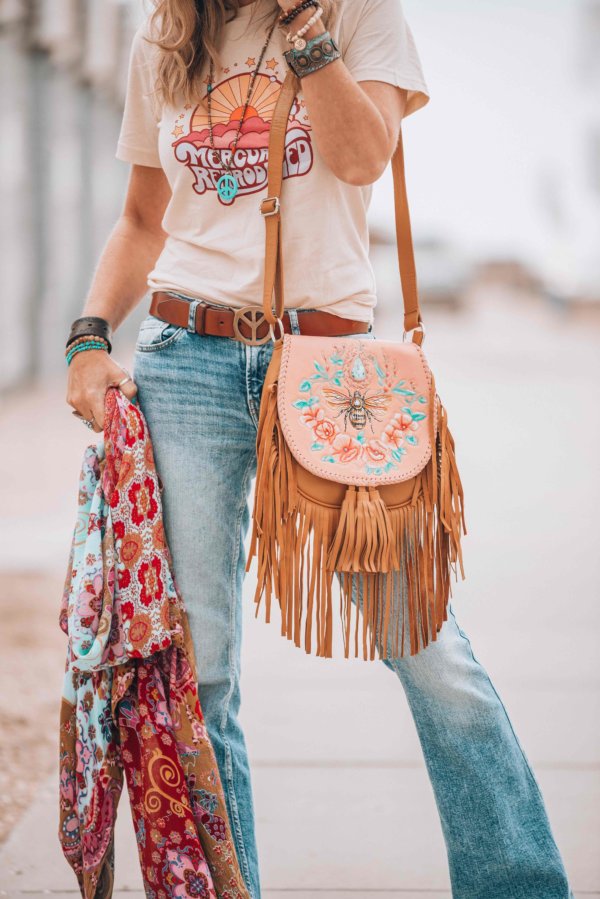 Barcelona - Large, Crossbody, Boho Fringe, Authentic Vintage